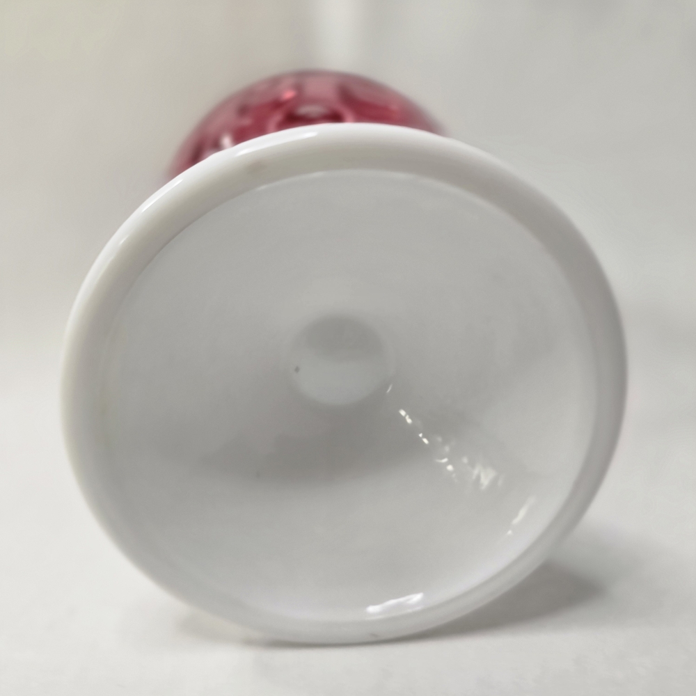 Vintage Fenton Art Glass Cranberry Opalescent Coin Dot lamp base/ Vase - Picture 4 of 5